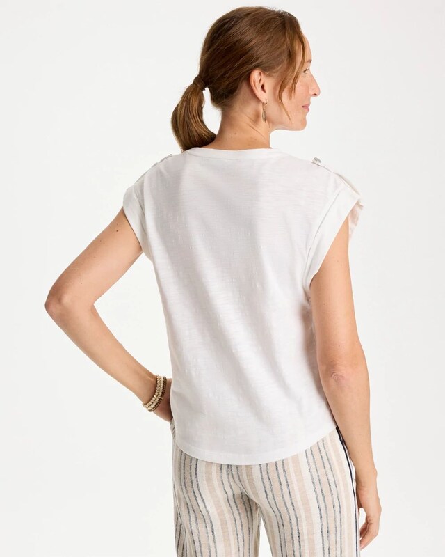 Cotton Slub Epaulette Tee - image 3